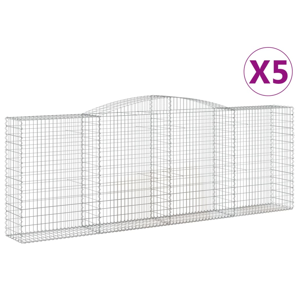 5 db íves horganyzott vas gabion kosár 400x50x140/160 cm