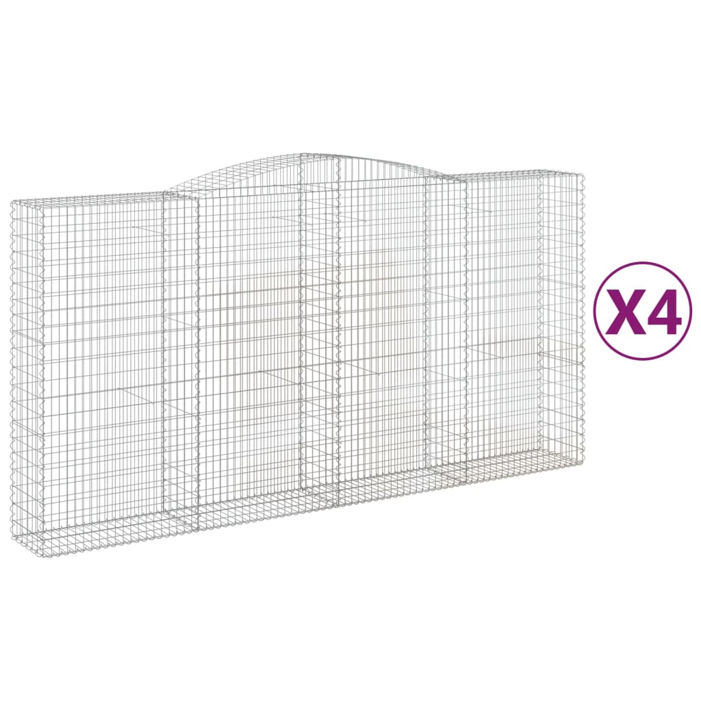4 db íves horganyzott vas gabion kosár 400x50x200/220 cm