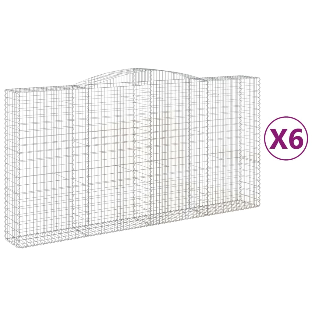 6 db íves horganyzott vas gabion kosár 400x50x200/220 cm