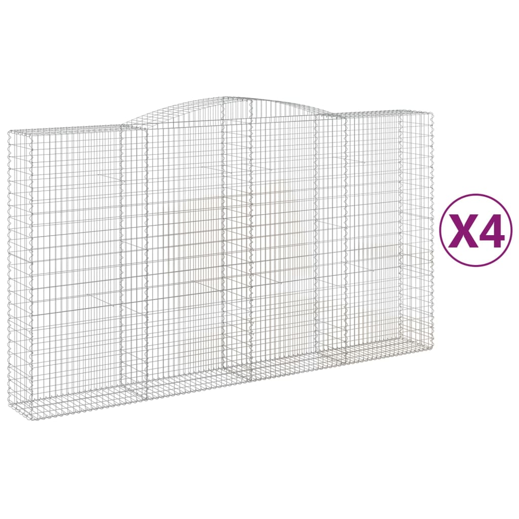 4 db íves horganyzott vas gabion kosár 400x50x220/240 cm