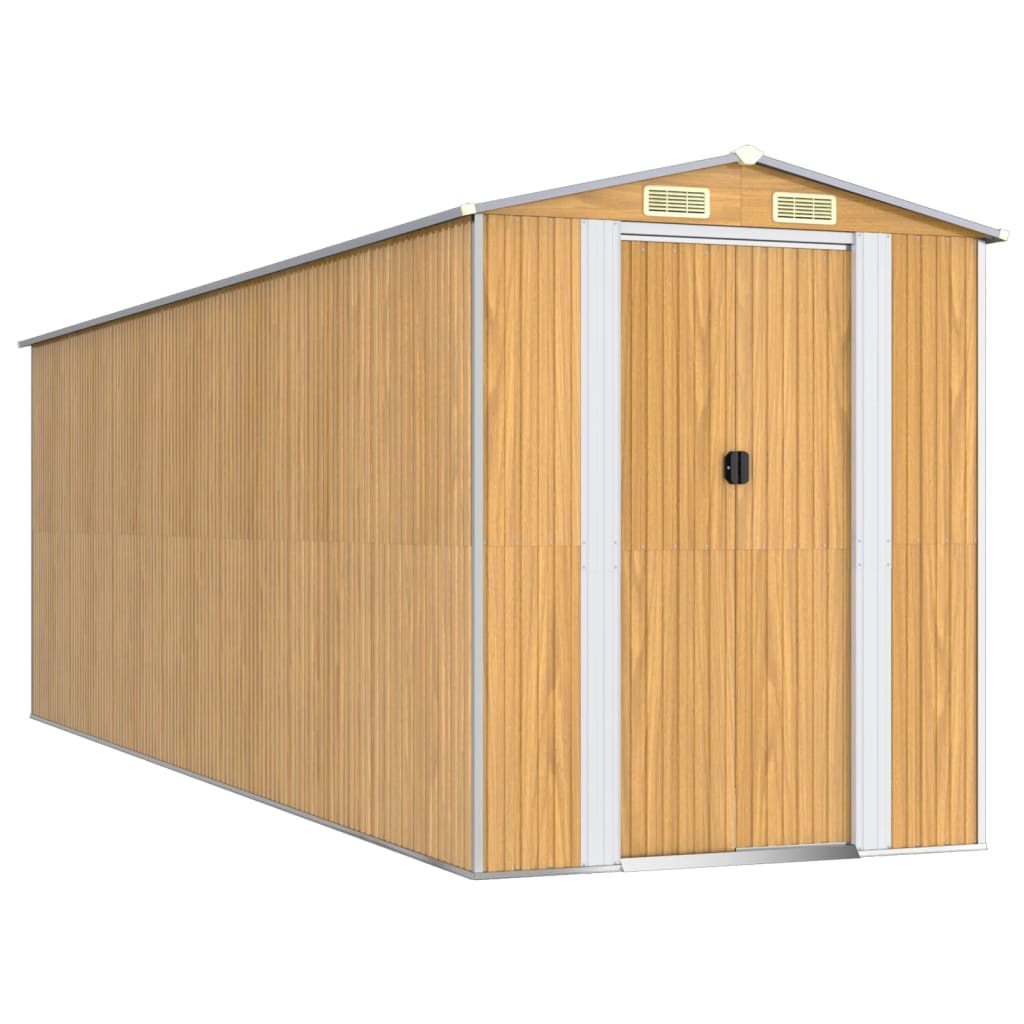 Világosbarna horganyzott acél kerti fészer 192x606x223 cm