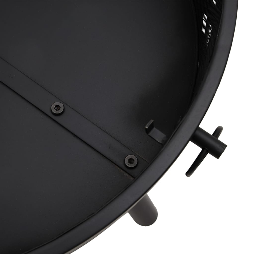 Acél xxl méretű tűztál piszkavassal 58 cm