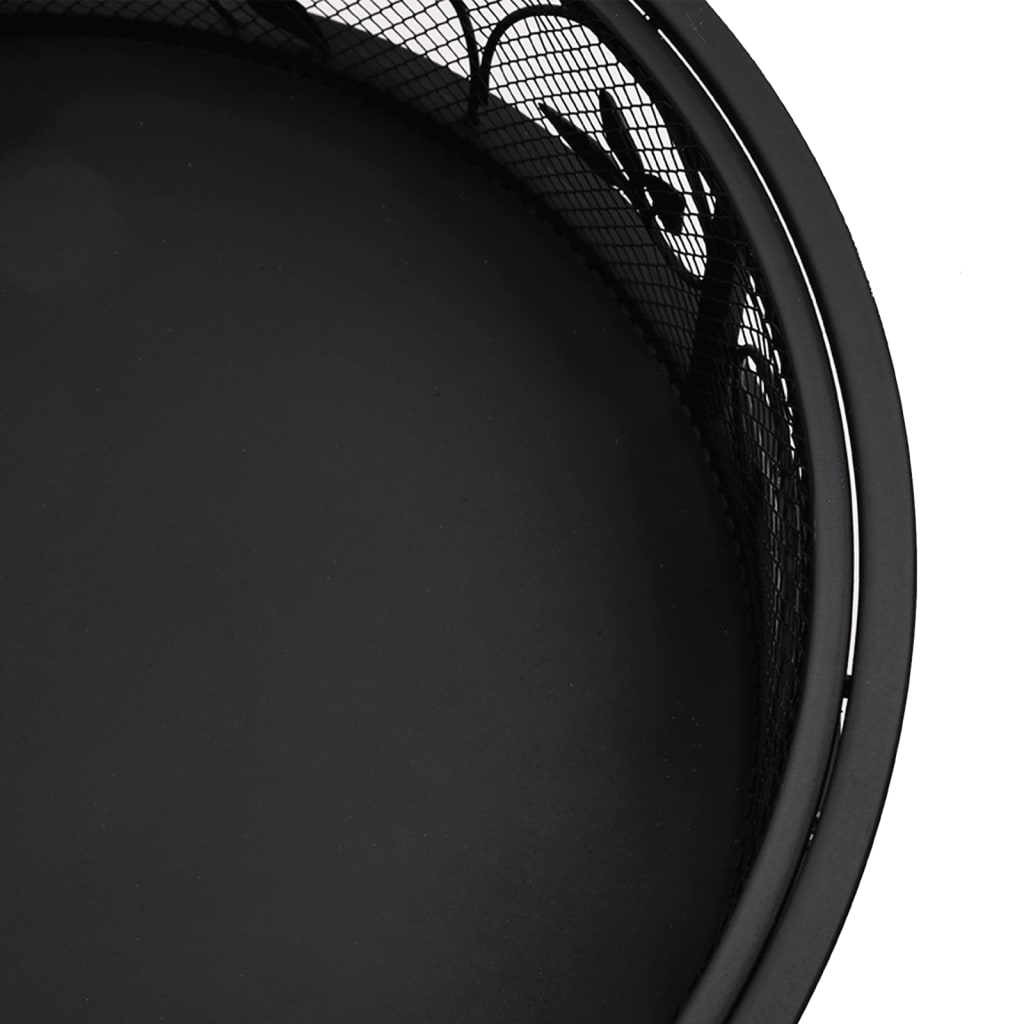 Acél xxl méretű tűztál piszkavassal 50 cm