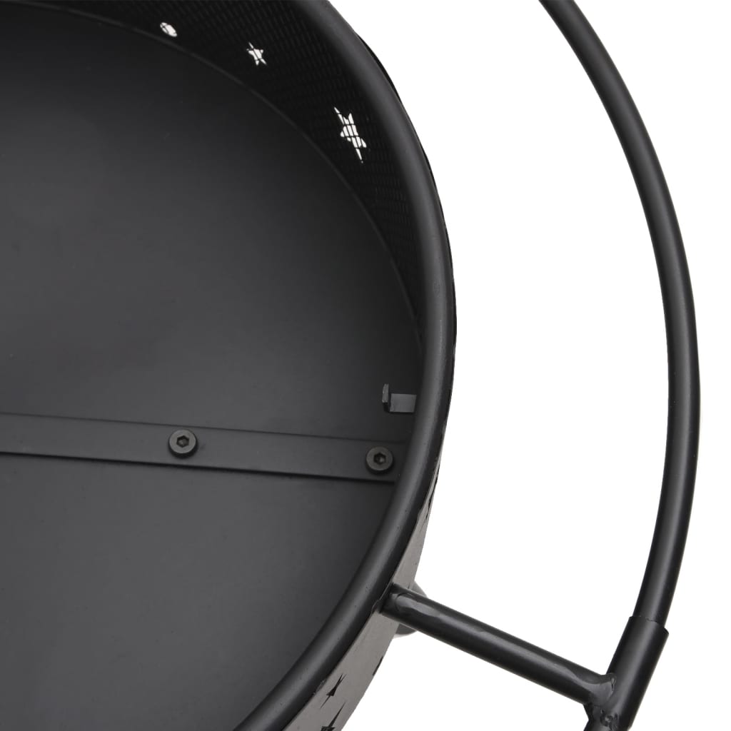 Acél xxl méretű tűztál piszkavassal 70 cm