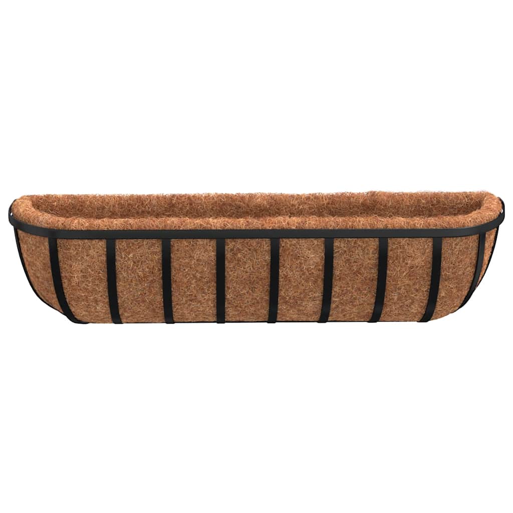 2 db fekete acél fali növénytartó kókusz béléssel 61x19x16 cm