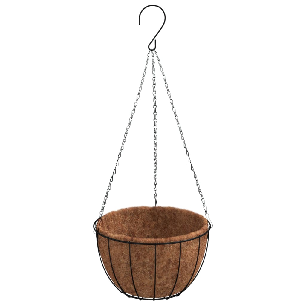 4 db fekete acél függő növénytartó kókusz béléssel ø 30 x 52 cm