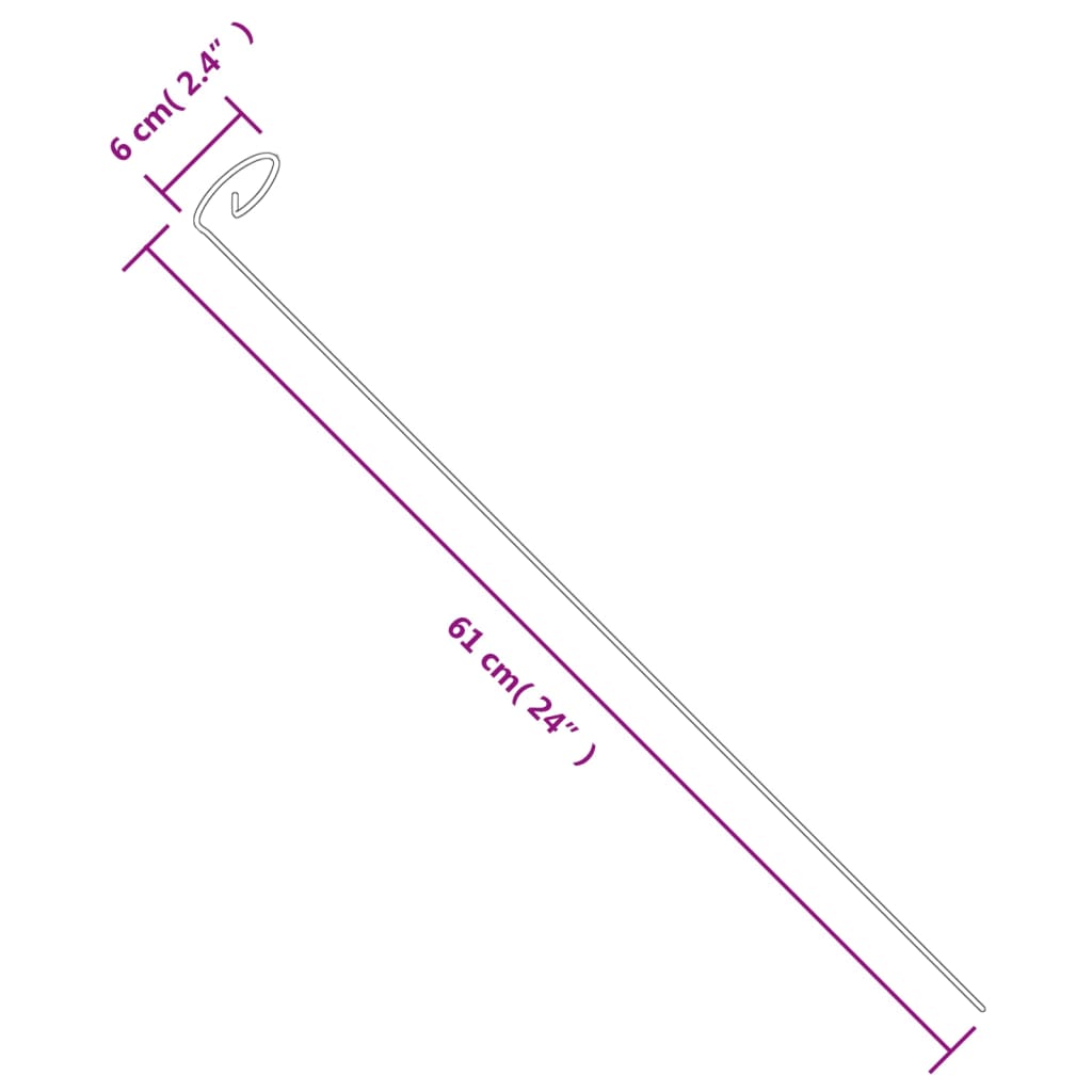 20 db sötétzöld acél kerti növénykaró 61 cm