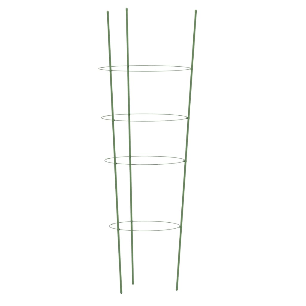 5 db zöld acél kerti növénytámasz 4 gyűrűvel 90 cm