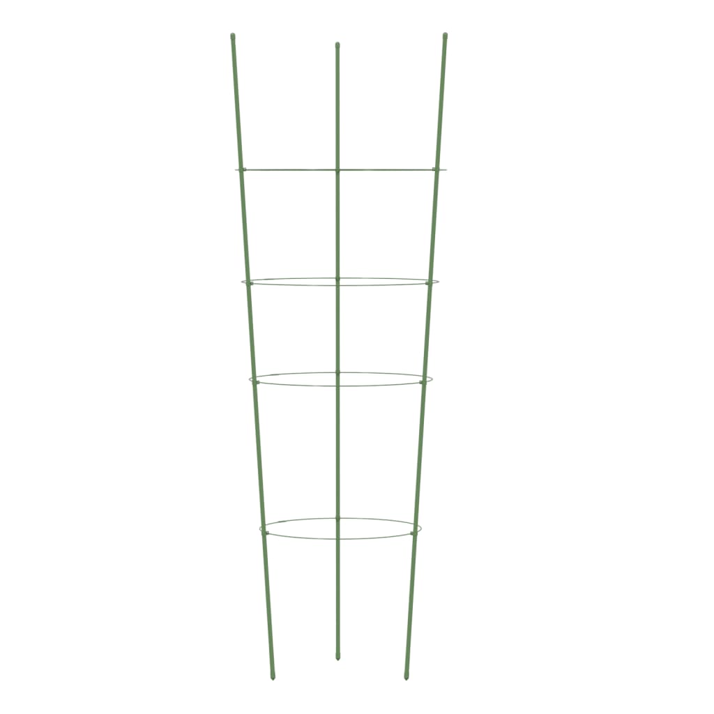 5 db zöld acél kerti növénytámasz 4 gyűrűvel 90 cm