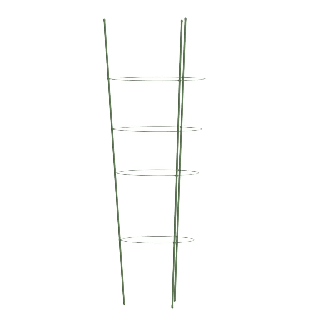 5 db zöld acél kerti növénytámasz 4 gyűrűvel 90 cm