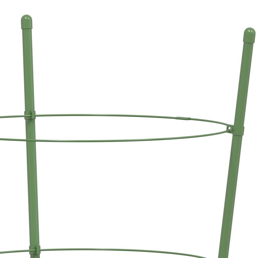 5 db zöld acél kerti növénytámasz 4 gyűrűvel 90 cm