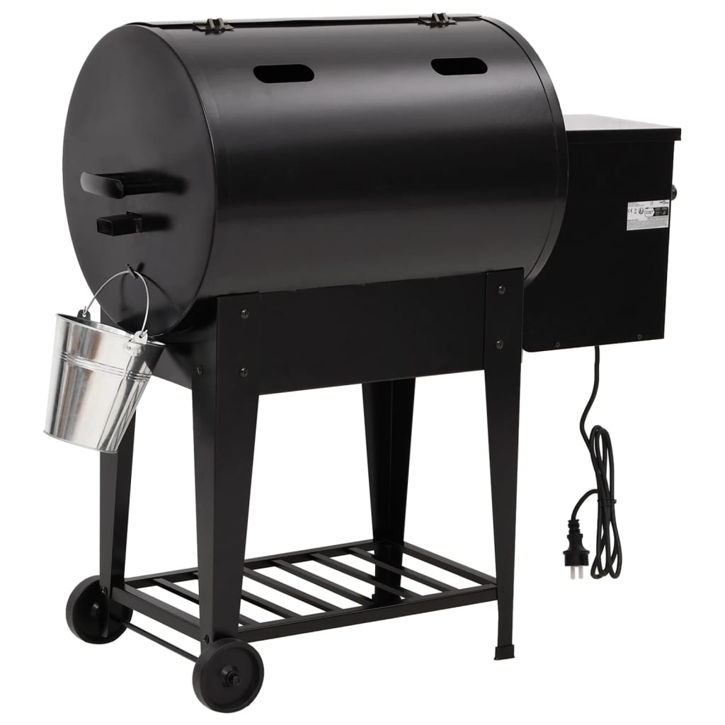 Fekete vas pellet grillsütő alsó polccal 94 cm