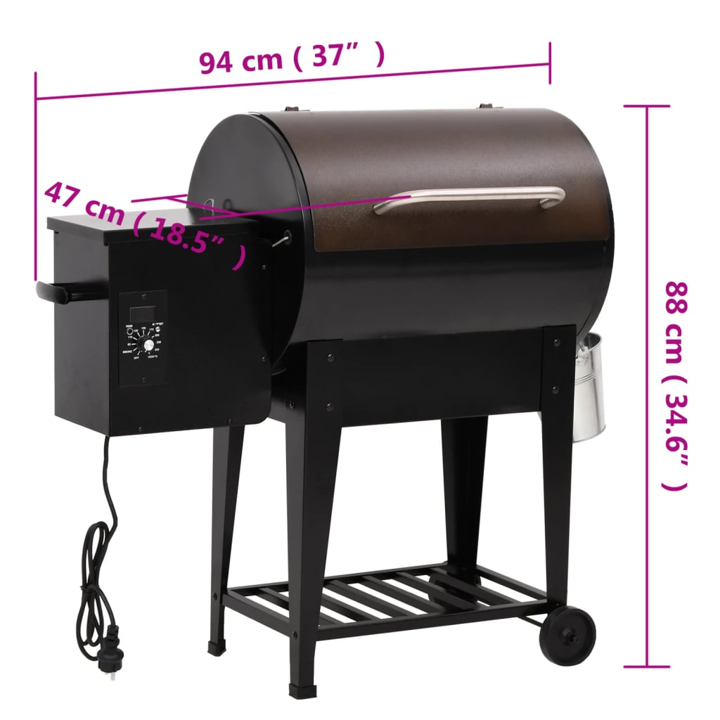 Fekete vas pellet grillsütő alsó polccal 94 cm