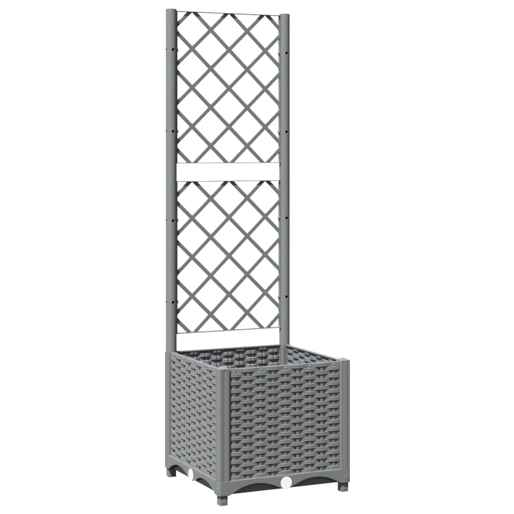 Világosszürke pp rácsos kerti ültetőláda 40 x 40 x 136 cm