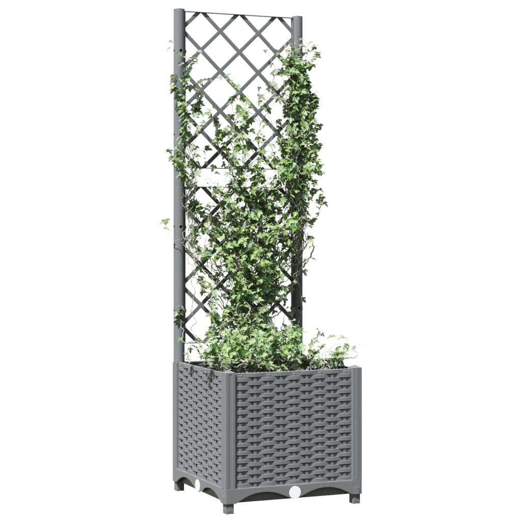 Világosszürke pp rácsos kerti ültetőláda 40 x 40 x 136 cm
