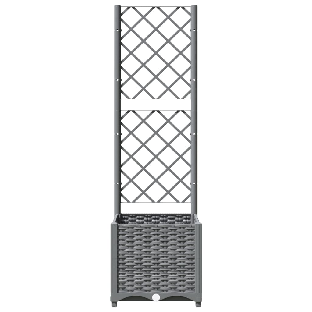 Világosszürke pp rácsos kerti ültetőláda 40 x 40 x 136 cm