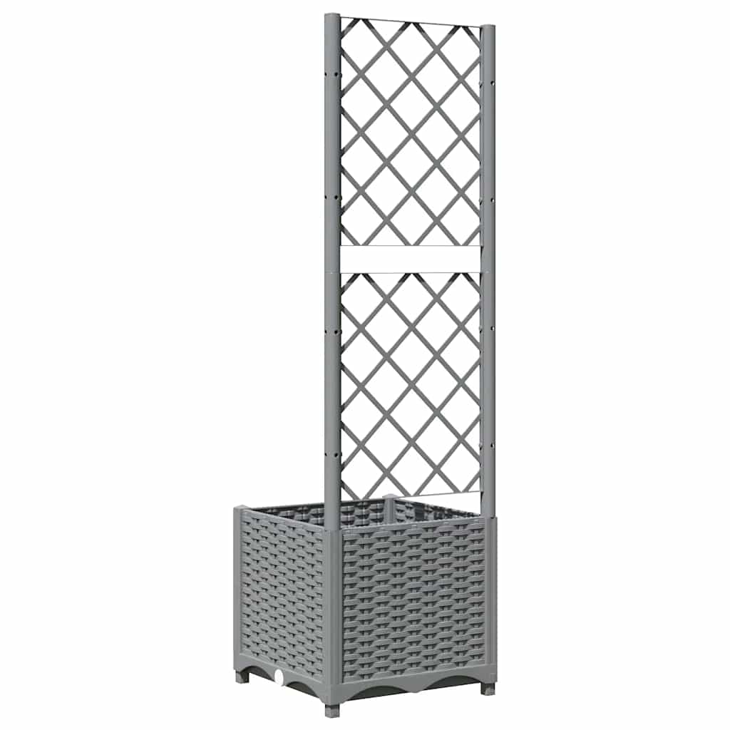 Világosszürke pp rácsos kerti ültetőláda 40 x 40 x 136 cm