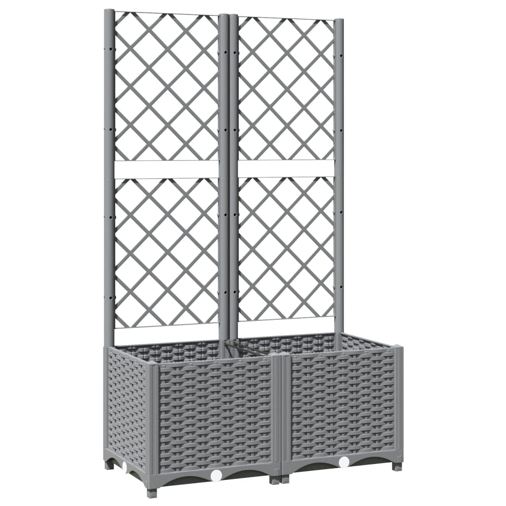 Világosszürke pp rácsos kerti ültetőláda 80 x 40 x 136 cm