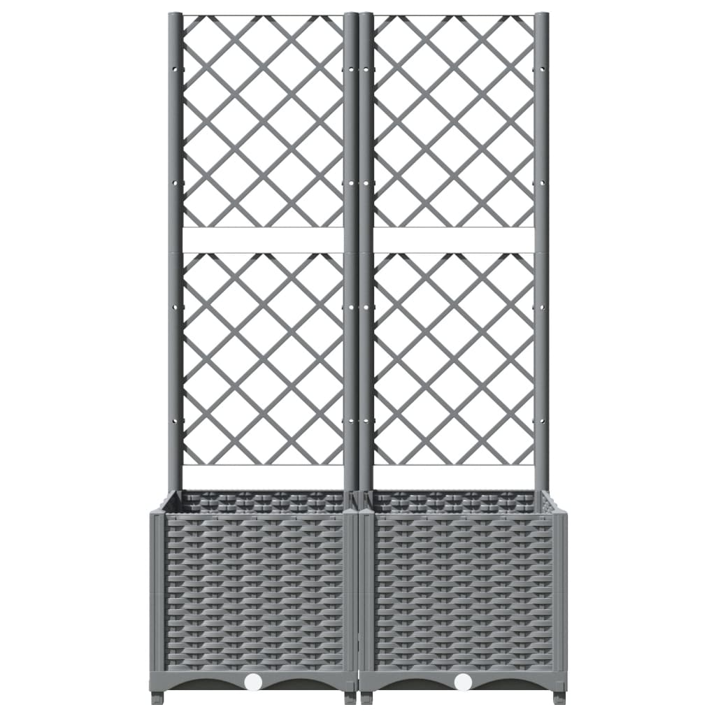 Világosszürke pp rácsos kerti ültetőláda 80 x 40 x 136 cm