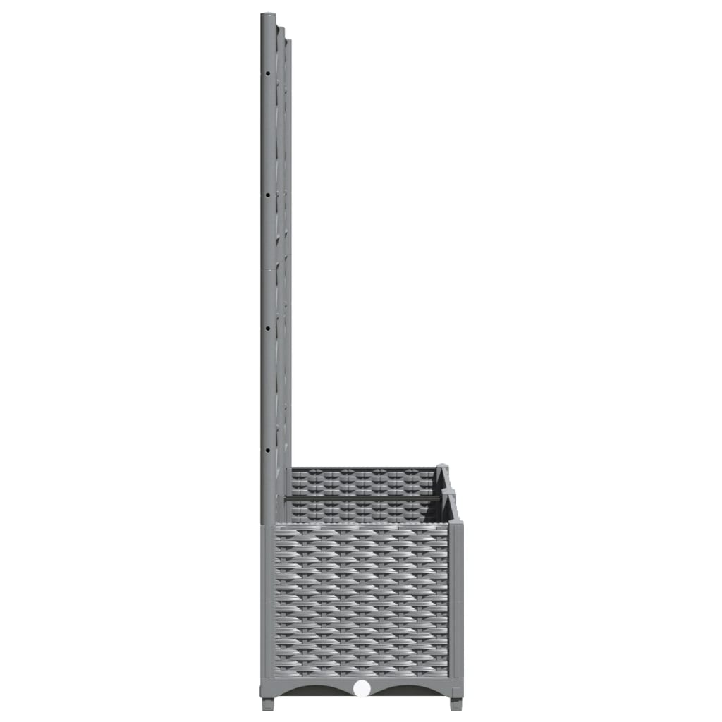 Világosszürke pp rácsos kerti ültetőláda 80 x 40 x 136 cm