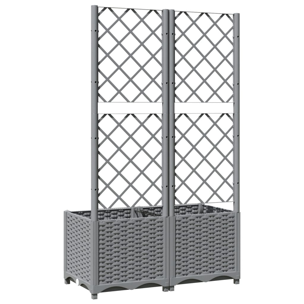Világosszürke pp rácsos kerti ültetőláda 80 x 40 x 136 cm