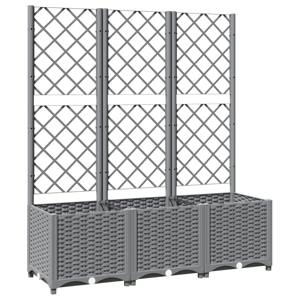 Világosszürke pp rácsos kerti ültetőláda 120 x 40 x 136 cm