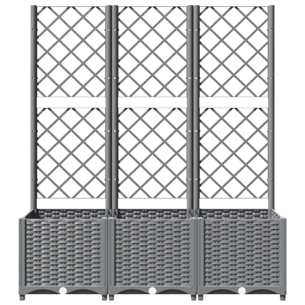 Világosszürke pp rácsos kerti ültetőláda 120 x 40 x 136 cm