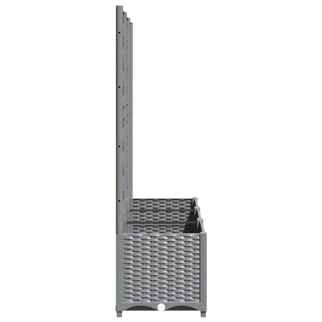 Világosszürke pp rácsos kerti ültetőláda 120 x 40 x 136 cm
