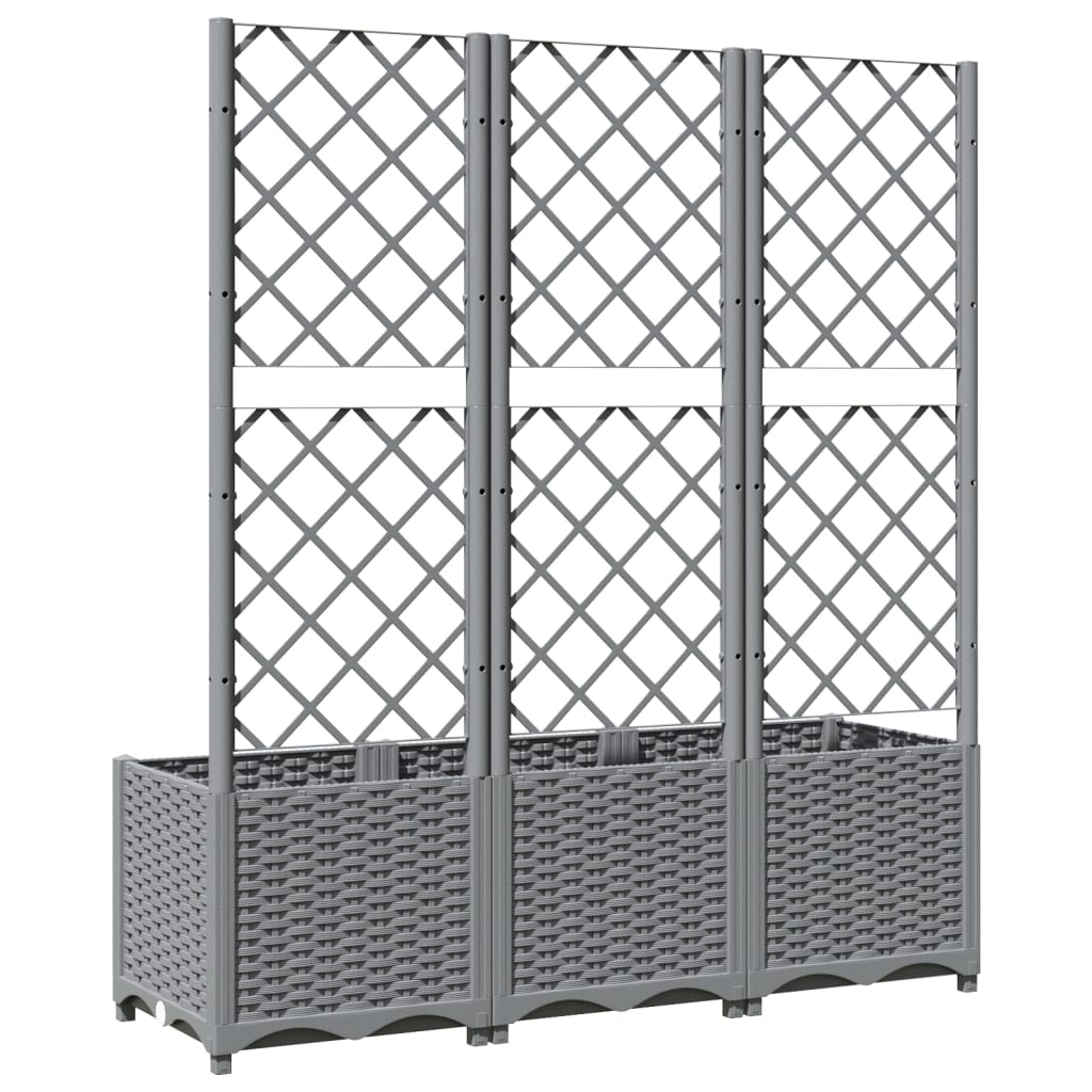 Világosszürke pp rácsos kerti ültetőláda 120 x 40 x 136 cm