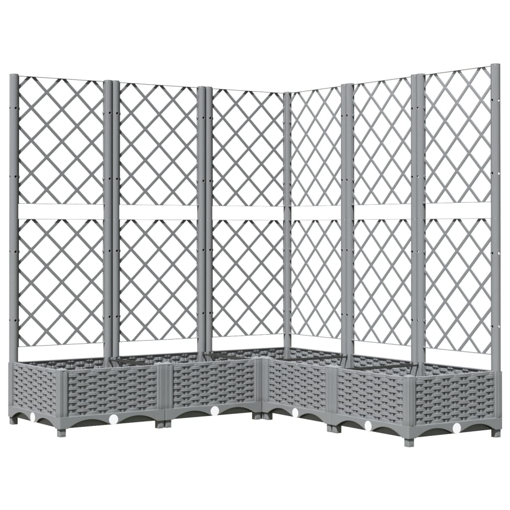 Világosszürke pp rácsos kerti ültetőláda 120 x 120 x 121,5 cm