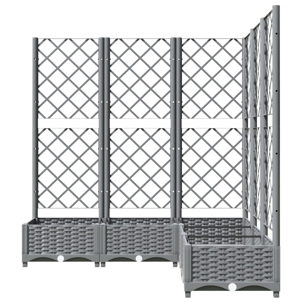 Világosszürke pp rácsos kerti ültetőláda 120 x 120 x 121,5 cm