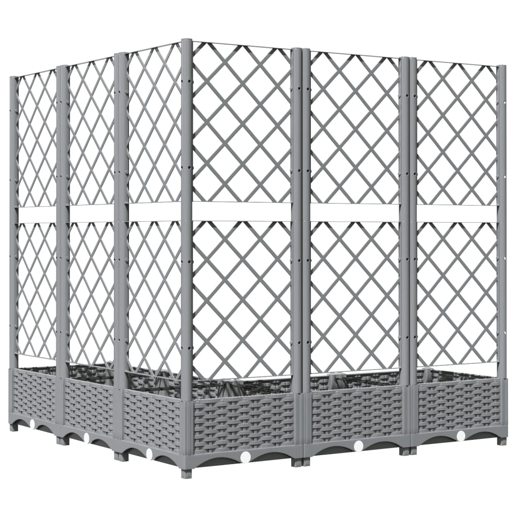 Világosszürke pp rácsos kerti ültetőláda 120 x 120 x 121,5 cm