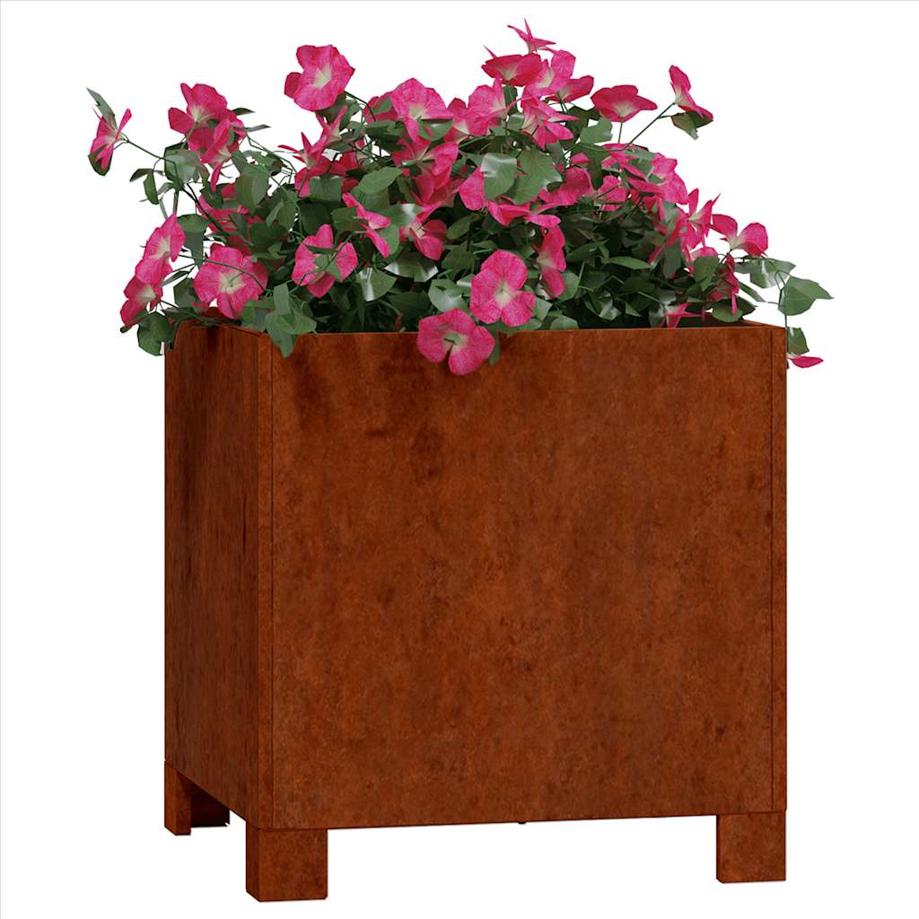 Rozsda színű corten acél növénytartó lábbal 30 x 30 x 30 cm
