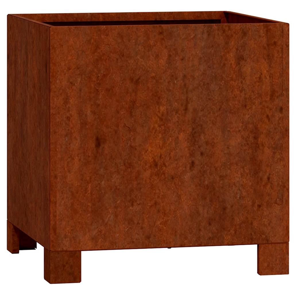 Rozsda színű corten acél növénytartó lábbal 30 x 30 x 30 cm