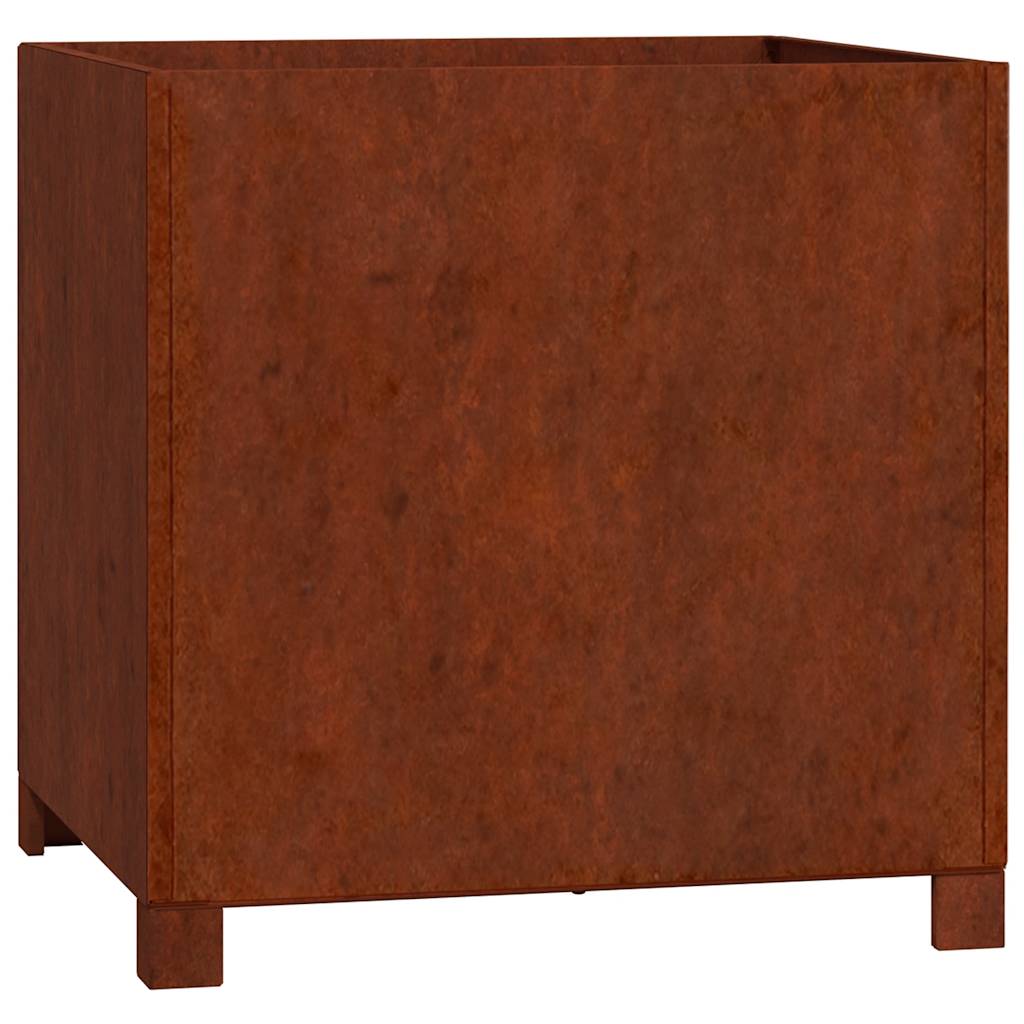 Rozsda színű corten acél növénytartó lábbal 50 x 50 x 50 cm