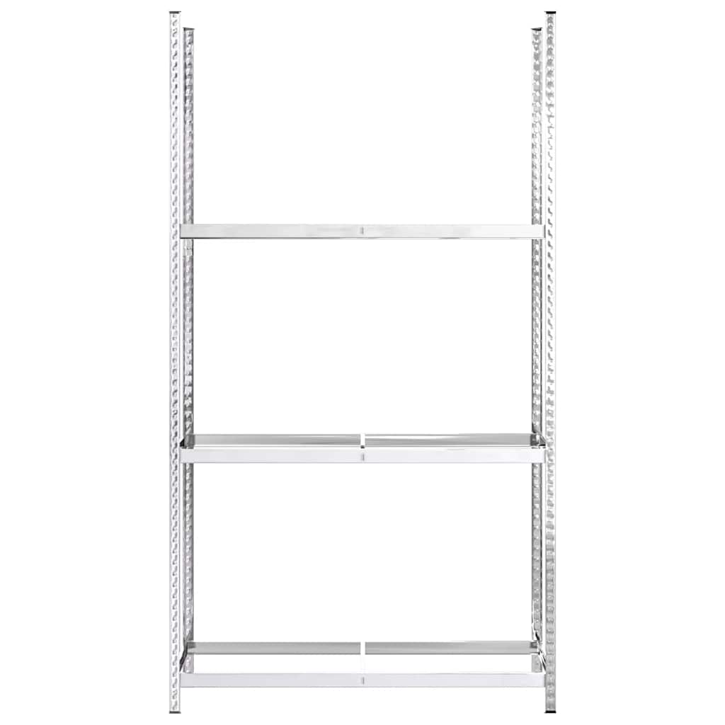 4 db ezüstszínű 3 szintes acél gumiabroncstartó 110x40x200 cm