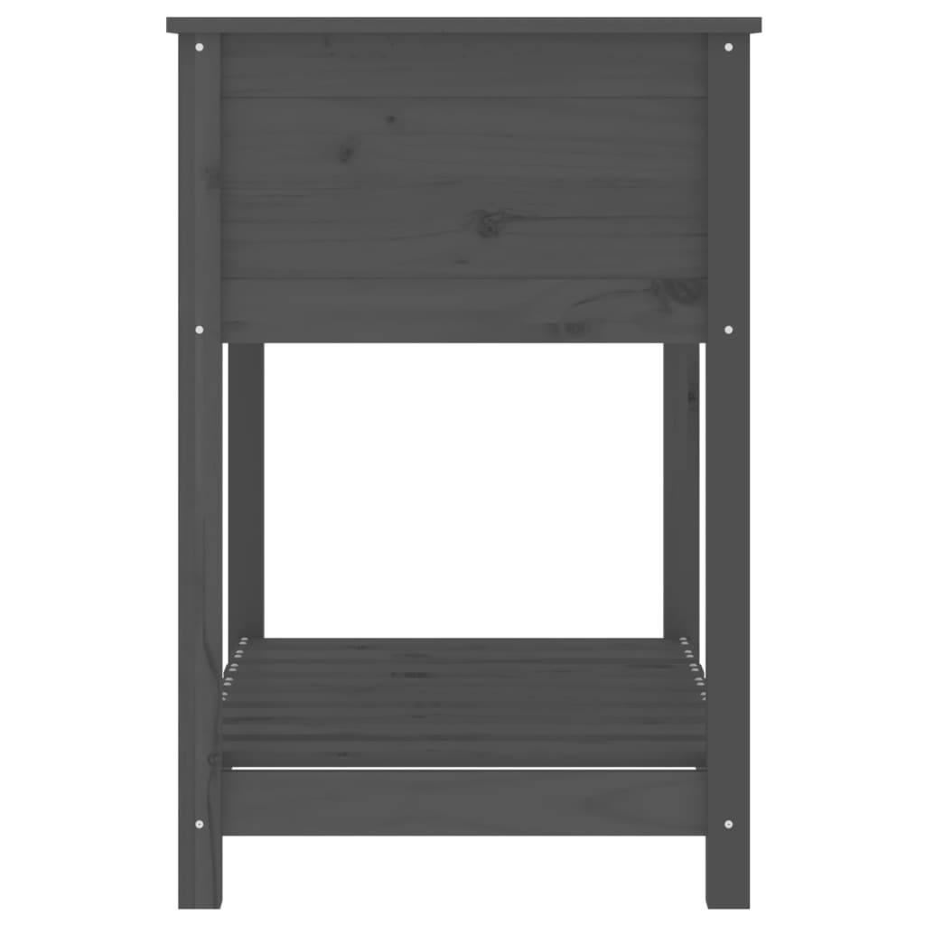 Szürke tömör fenyőfa növénytartó polccal 82,5x54x81 cm