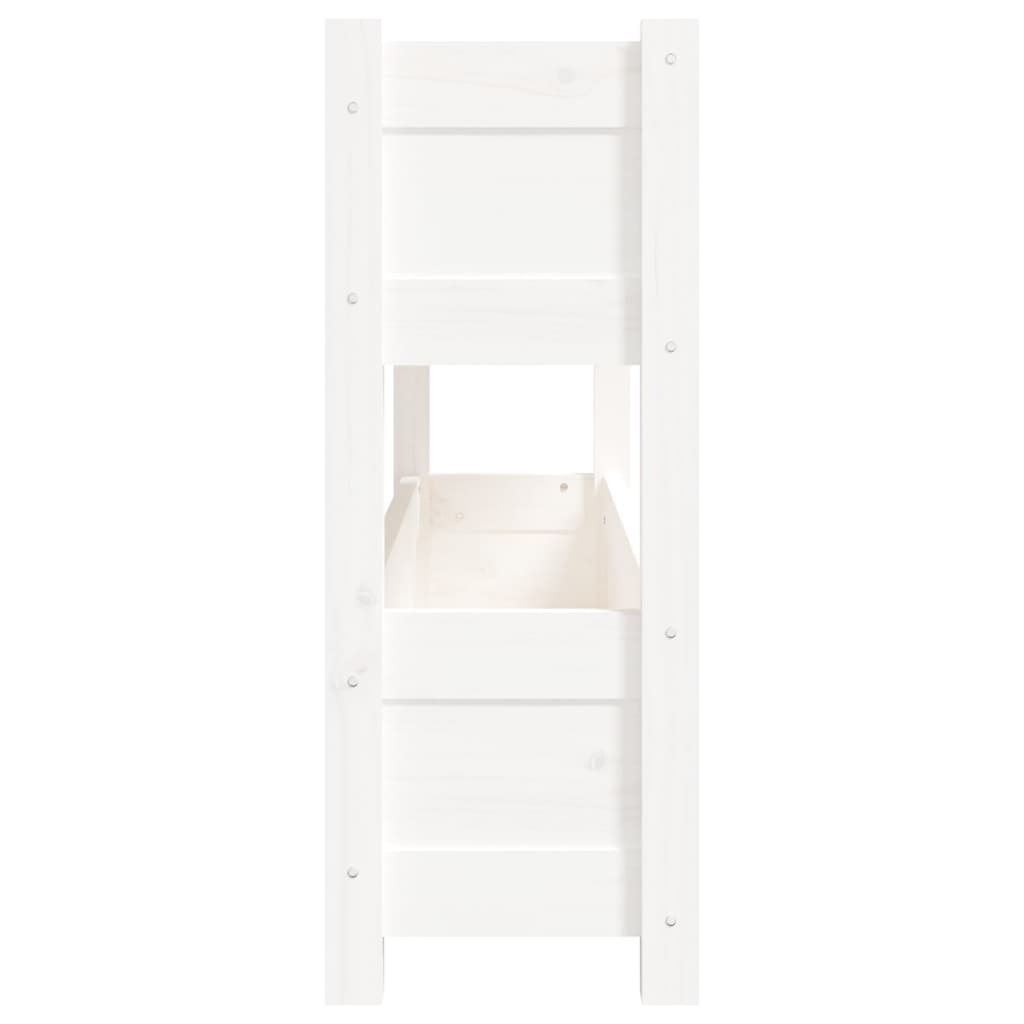 Fehér tömör fenyőfa növénytartó 112x25x66 cm