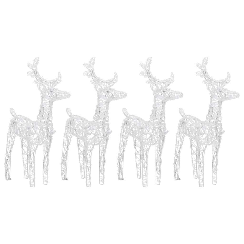 4 db akril karácsonyi rénszarvas 160 hideg fehér led-del
