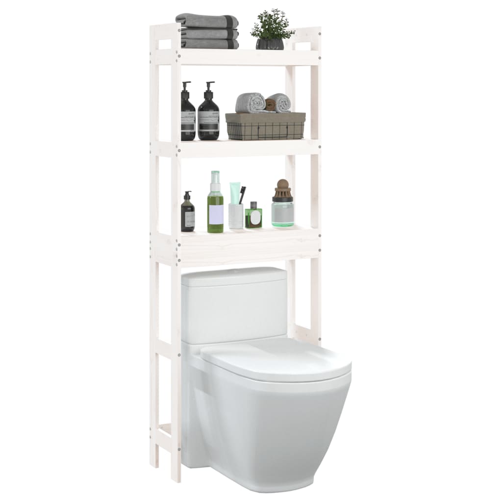 Fehér fenyőfa fürdőszoba állvány 63x26x171 cm Fehér fenyőfa fürdőszoba állvány 63x26x171 cm