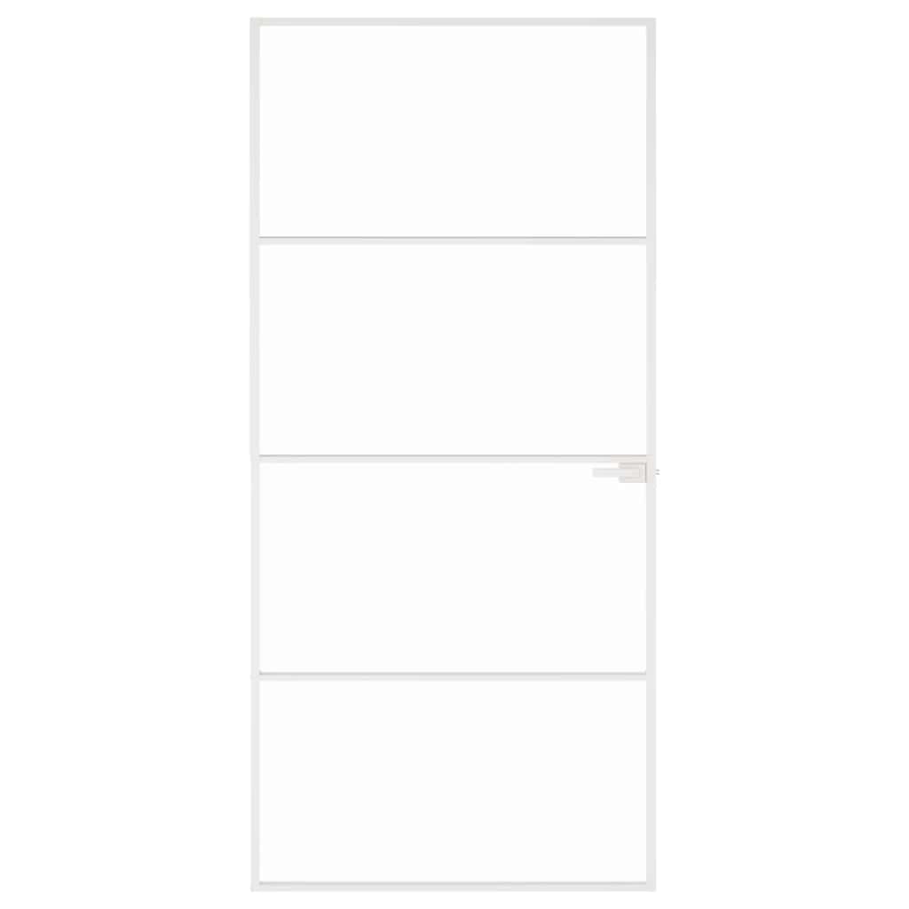 Fehér edzett üveg és alumínium vékony beltéri ajtó 93x201,5 cm