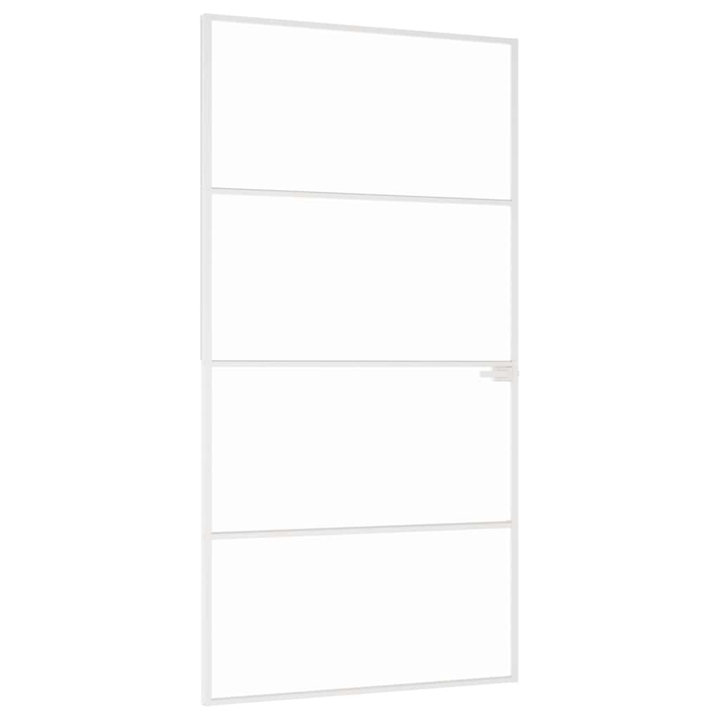 Fehér edzett üveg és alumínium vékony beltéri ajtó 102x201,5 cm