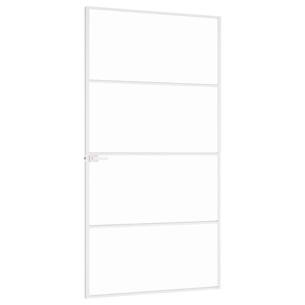 Fehér edzett üveg és alumínium vékony beltéri ajtó 102x201,5 cm