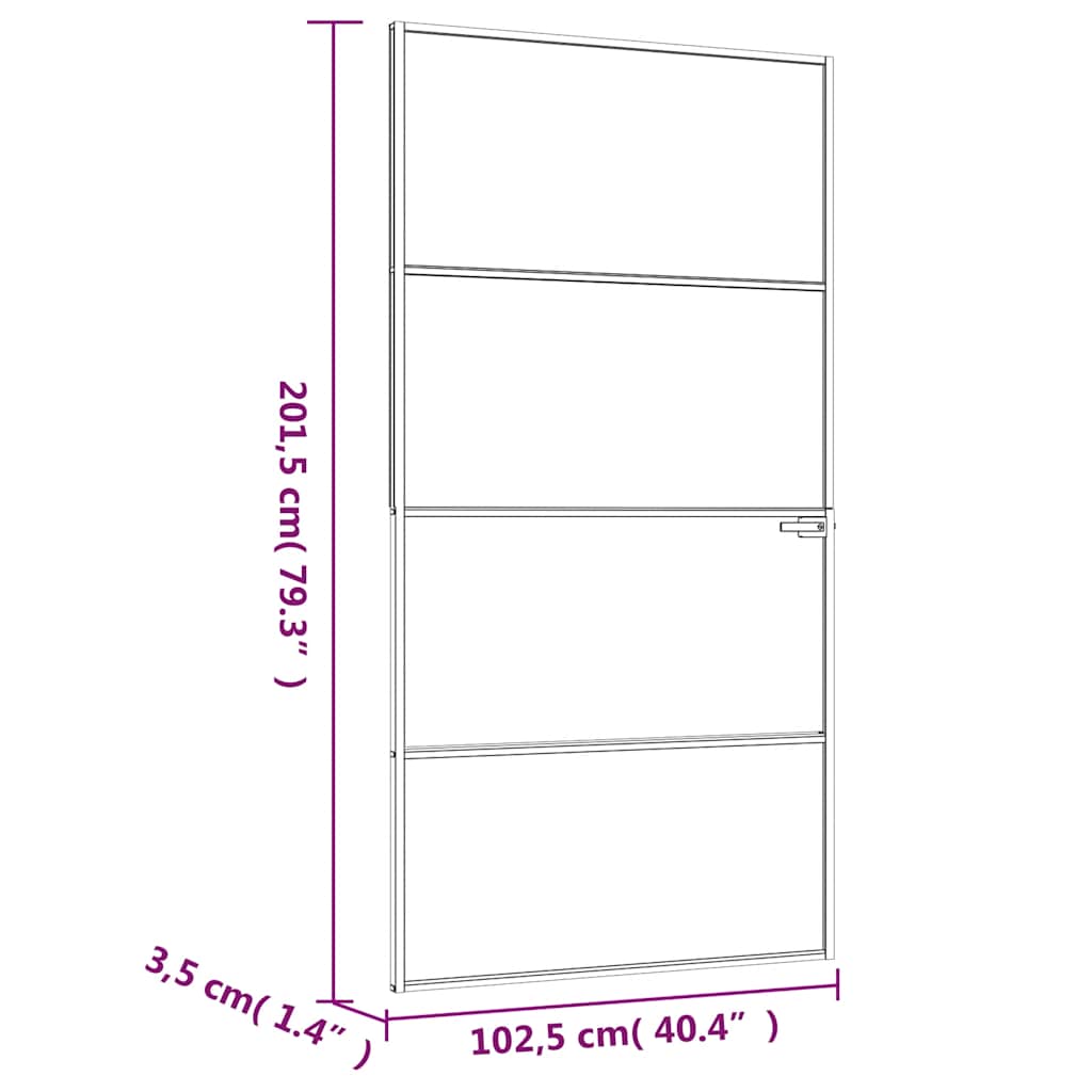 Fehér edzett üveg és alumínium vékony beltéri ajtó 102x201,5 cm