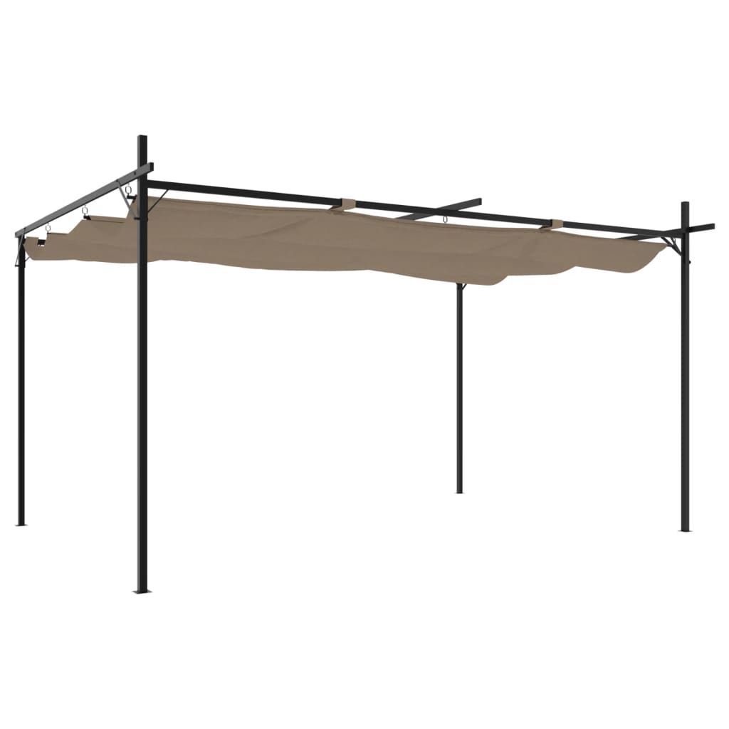 Tópszínű pergola behúzható tetővel 395 x 292 x 230 cm