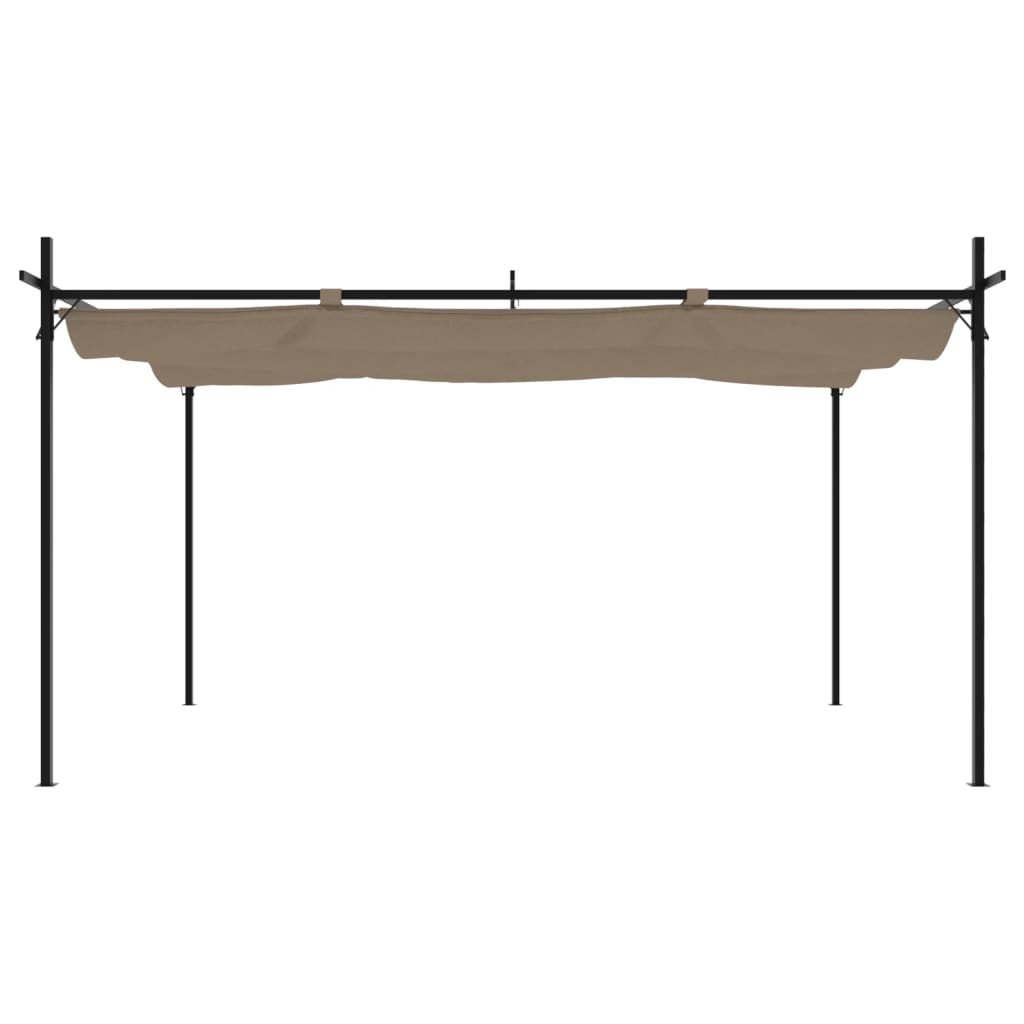 Tópszínű pergola behúzható tetővel 395 x 292 x 230 cm