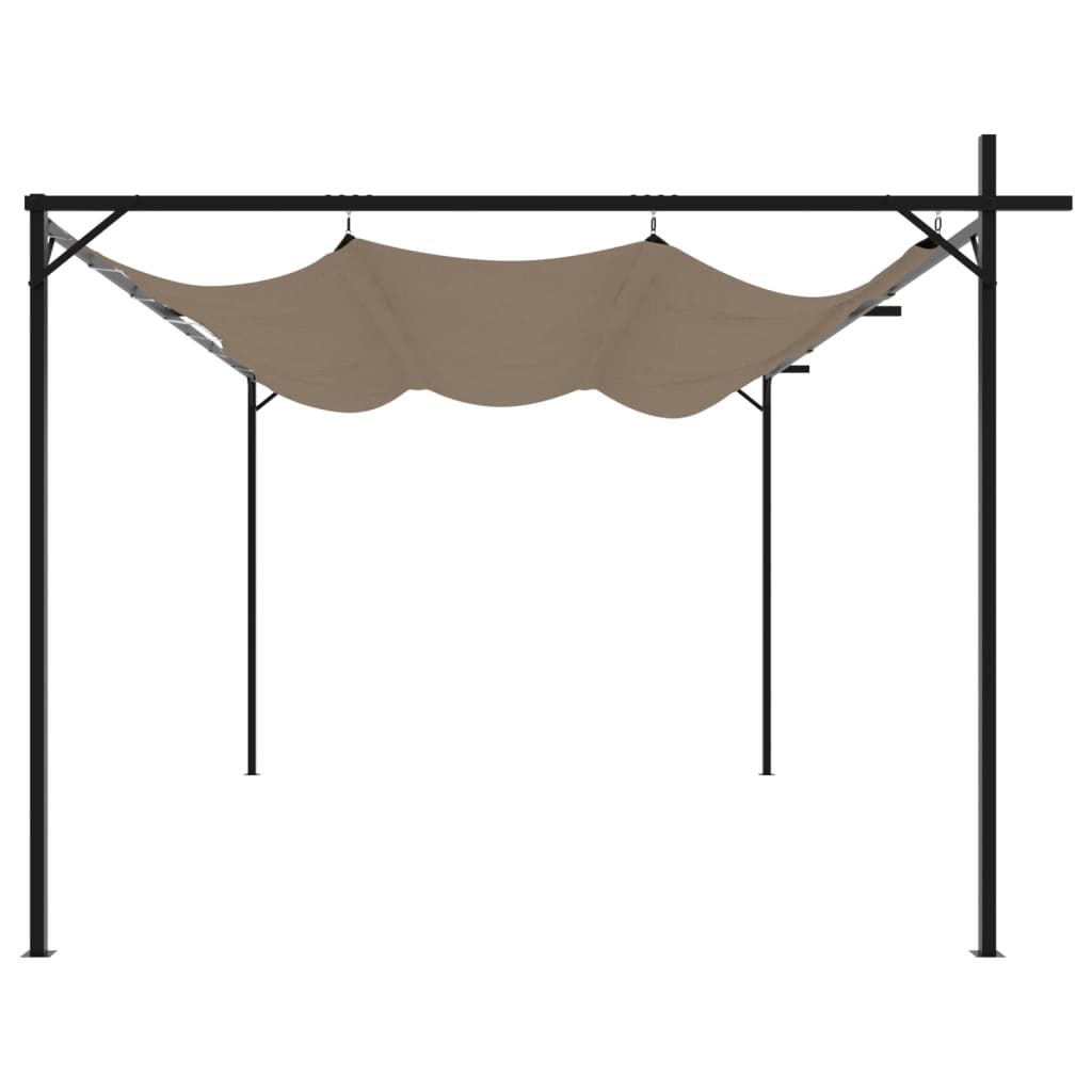 Tópszínű pergola behúzható tetővel 395 x 292 x 230 cm