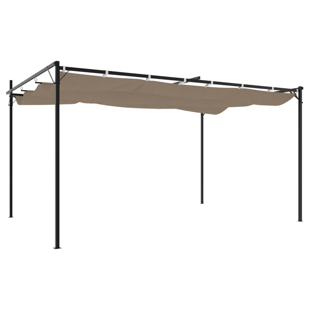 Tópszínű pergola behúzható tetővel 395 x 292 x 230 cm