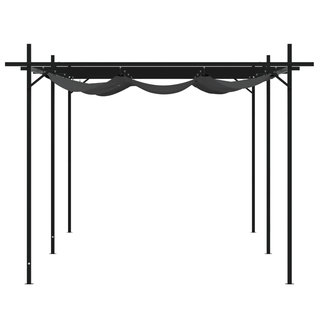 Antracitszürke pergola behúzható tetővel 589 x 292 x 230 cm