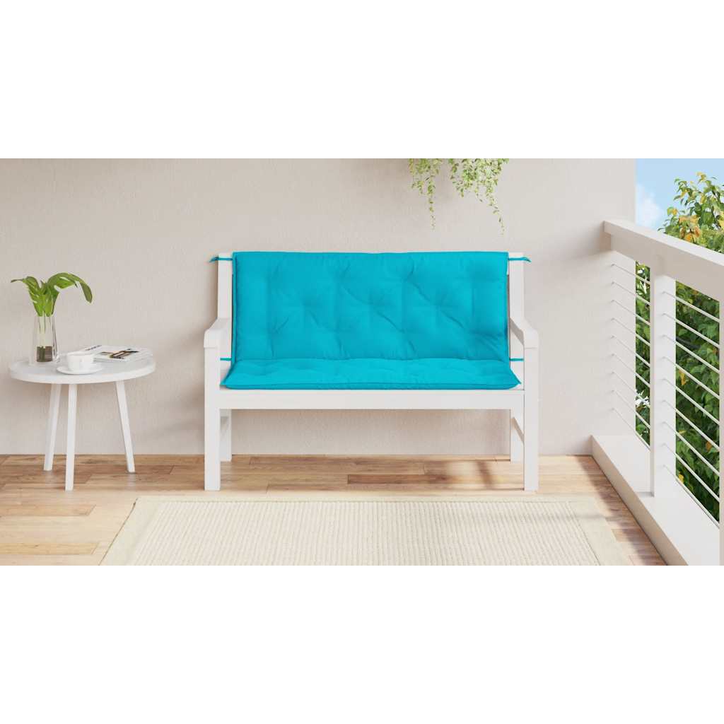 2 db türkizkék szövet kerti padpárna 120 x 50 x 7 cm